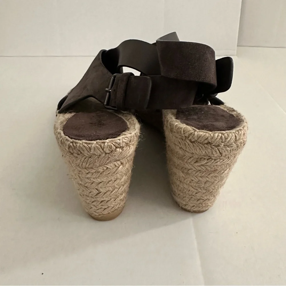 Vince Stephania leather suede ankle buckle wedge